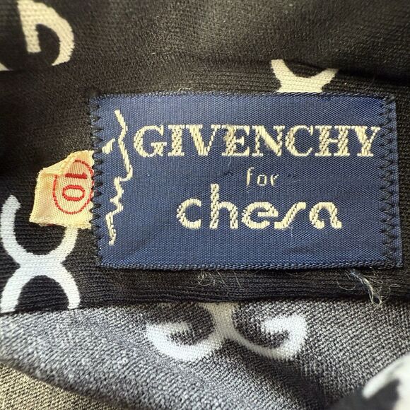 Vintage 70s GIVENCHY for CHESA Black Monogram Button Up Size 10 (fits like XS) - Picture 8 of 11